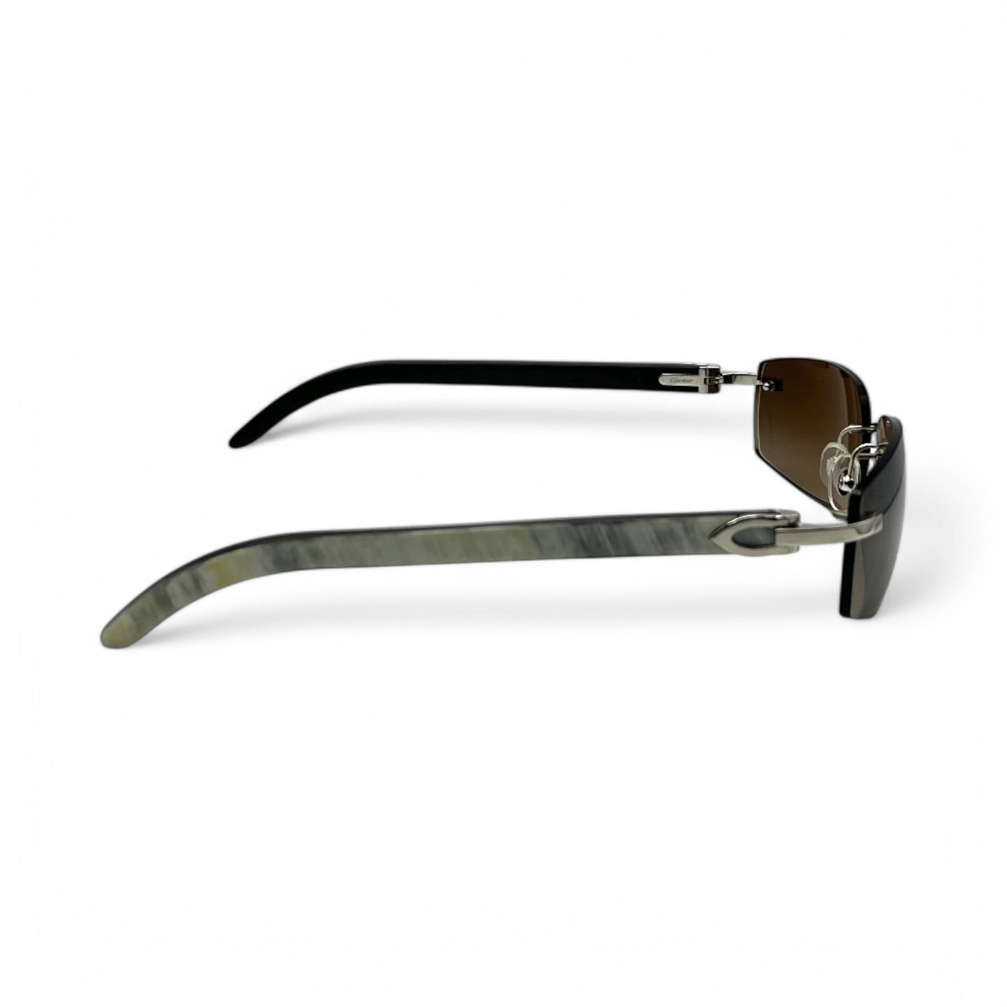 (2010s) Cartier CT0046S - C Decor White Horn/Woods w/ Dark Brown Lenses - Authentic Sunglasses