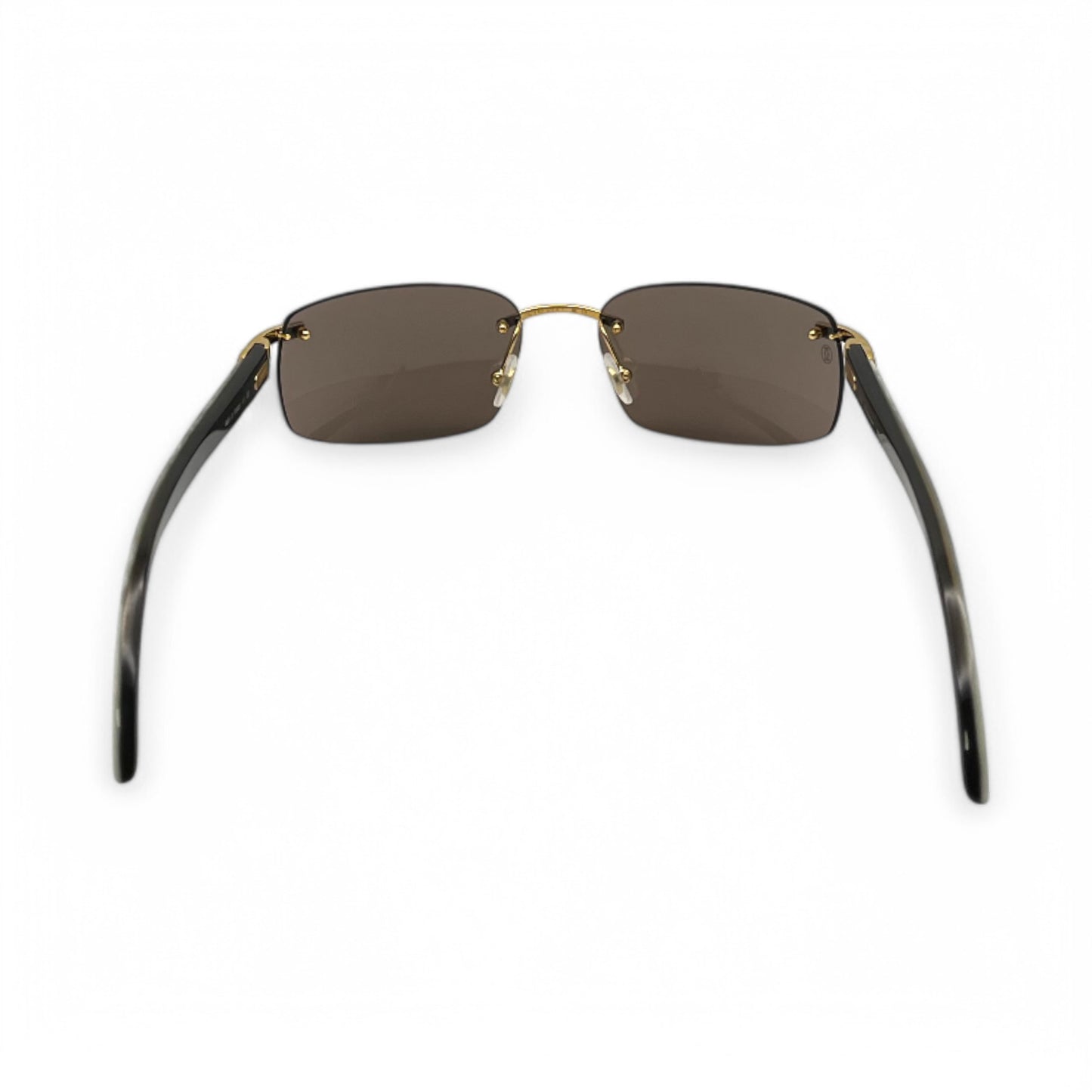 (2010s) Cartier CT0046S - C Decor White Horn/Woods w/ Dark Brown Lenses - Authentic Sunglasses