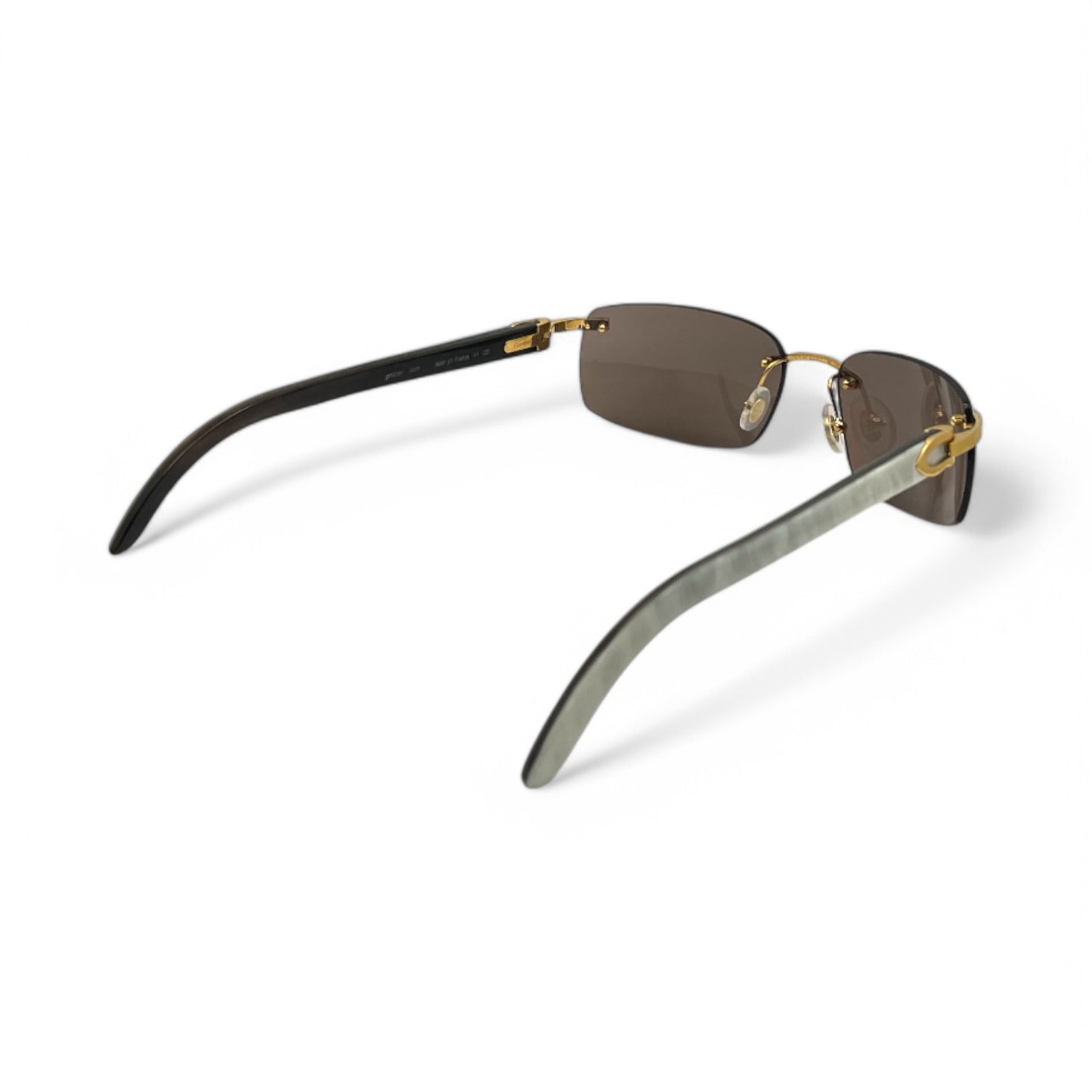 (2010s) Cartier CT0046S - C Decor White Horn/Woods w/ Dark Brown Lenses - Authentic Sunglasses