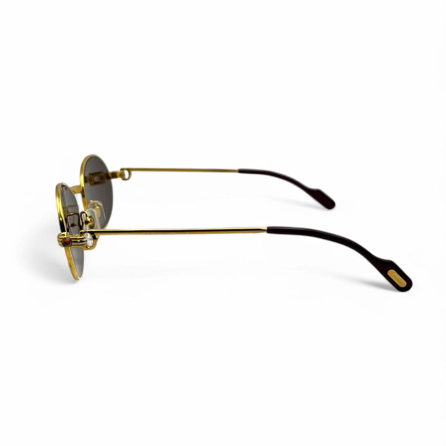 (90s) Cartier Saint Honore - Gold Wires Sunglasses w/ Brown Oval Lenses - Authentic