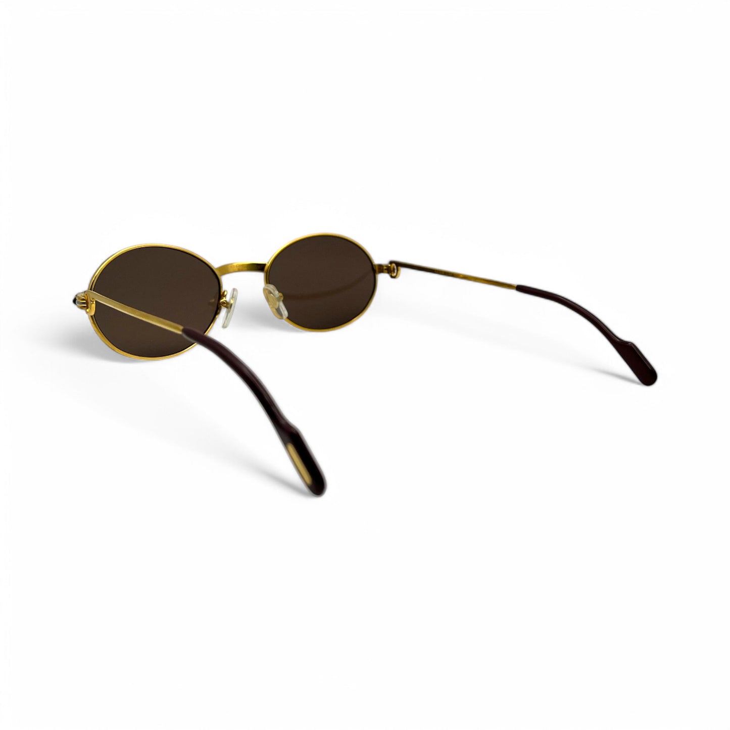 (90s) Cartier Saint Honore - Gold Wires Sunglasses w/ Brown Oval Lenses - Authentic
