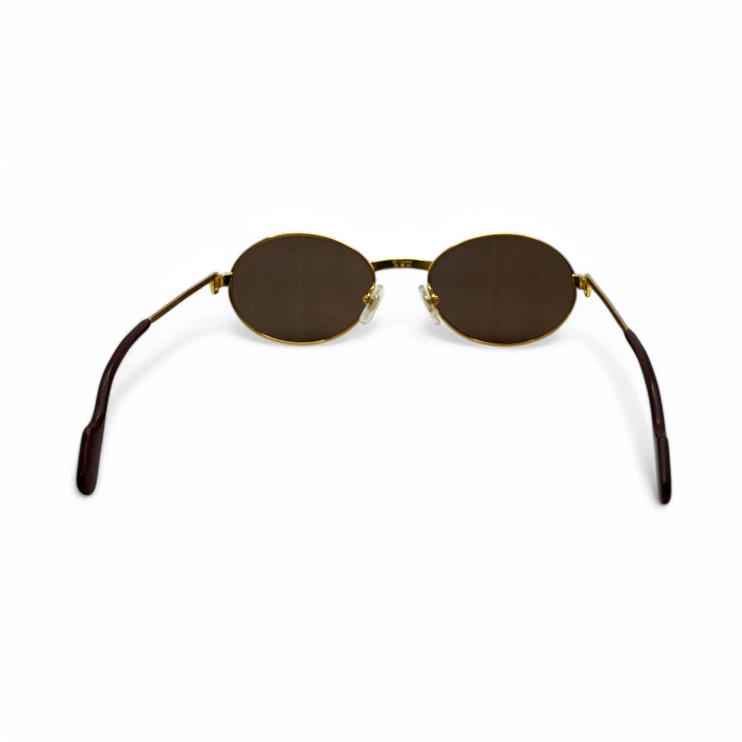 (90s) Cartier Saint Honore - Gold Wires Sunglasses w/ Brown Oval Lenses - Authentic