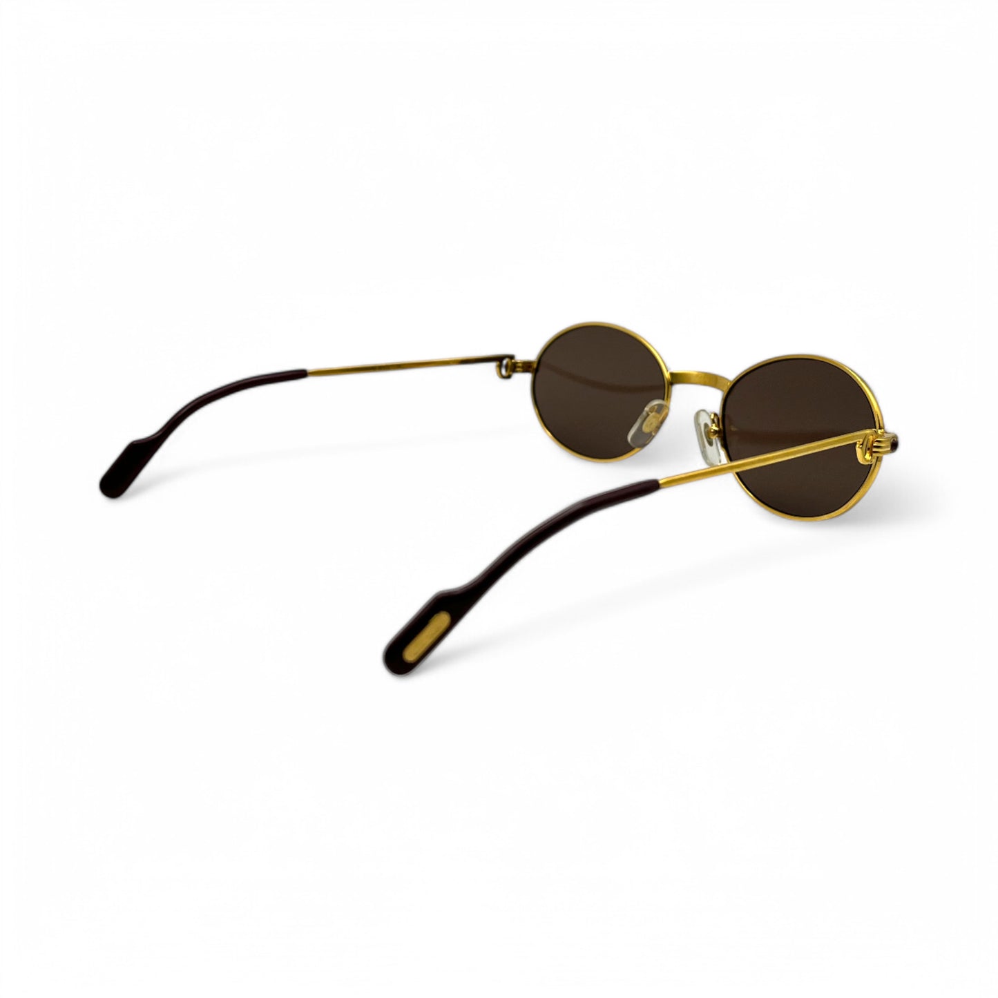 (90s) Cartier Saint Honore - Gold Wires Sunglasses w/ Brown Oval Lenses - Authentic