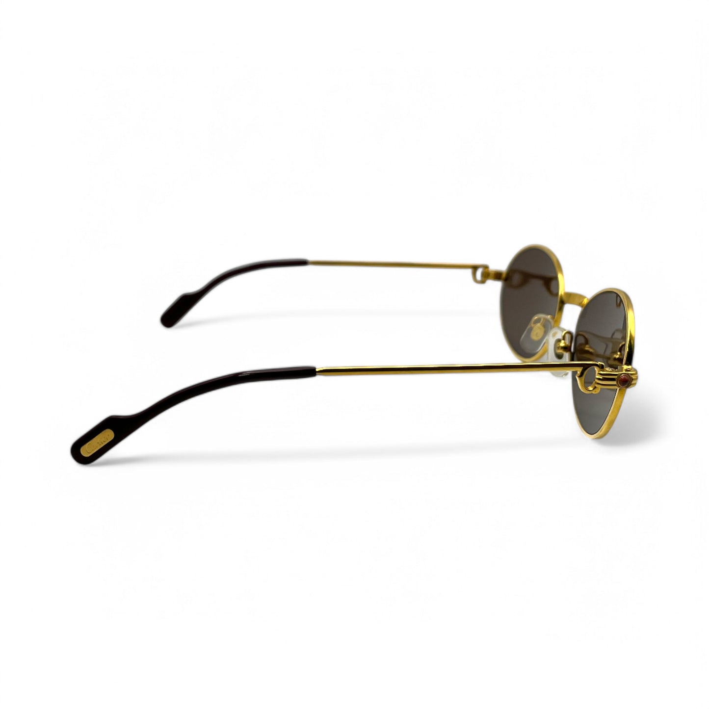 (90s) Cartier Saint Honore - Gold Wires Sunglasses w/ Brown Oval Lenses - Authentic