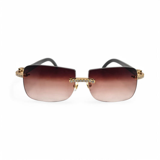 CT0046S C Decor Buffs (Iced - Moissanite) - Gold Genuine White Horn Sunglasses w/ Moissanite Diamonds Prong Set (2010s)