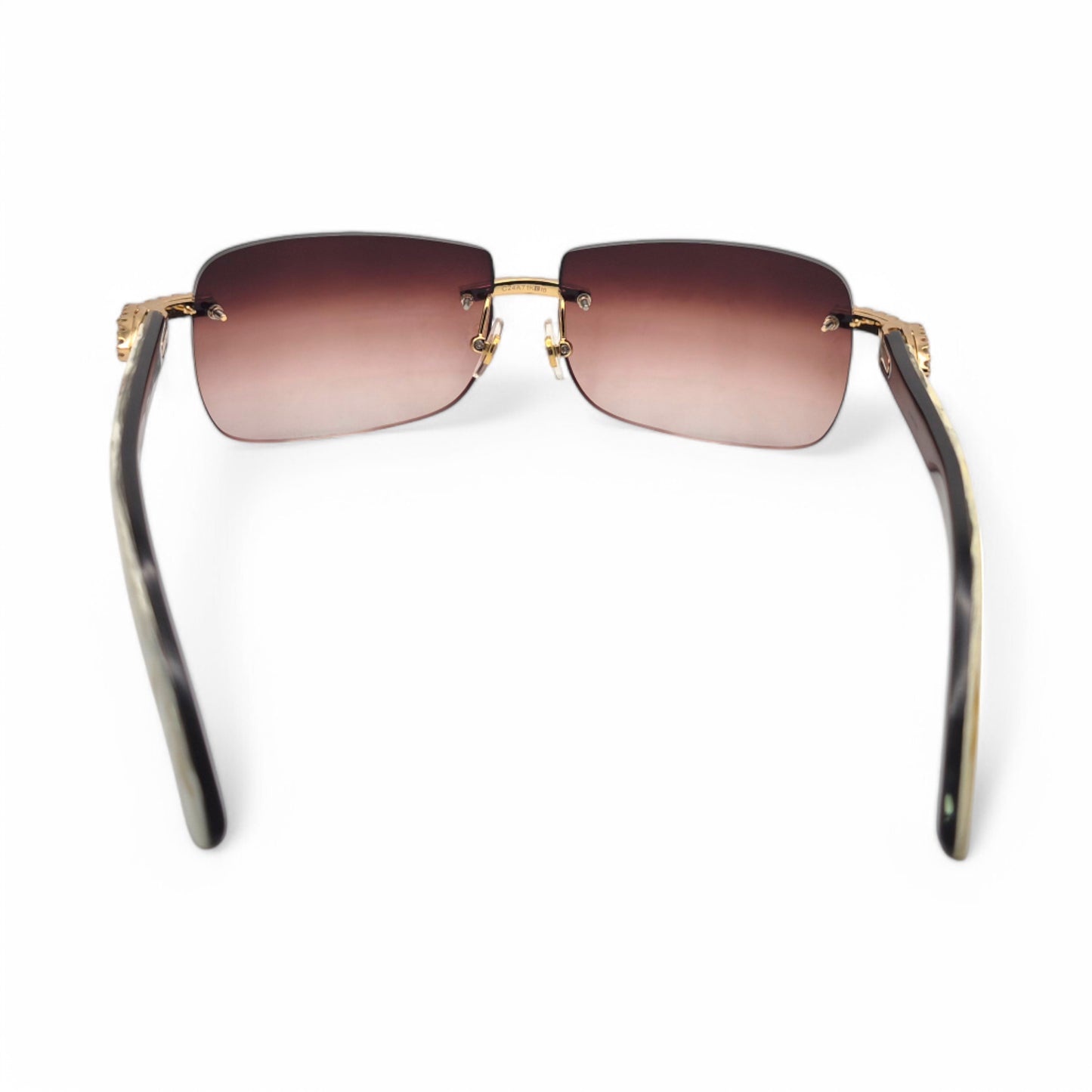 CT0046S C Decor Buffs (Iced - Moissanite) - Gold Genuine White Horn Sunglasses w/ Moissanite Diamonds Prong Set (2010s)