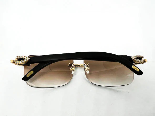 5 Pc Gold Diamond Set w/ Light Brown Tinted Lenses - Luxury Optical