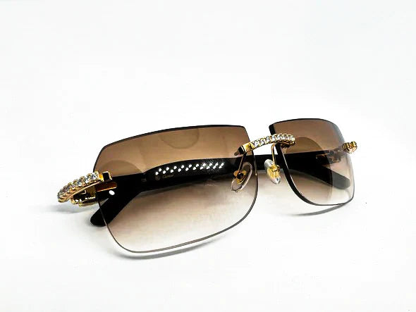 5 Pc Gold Diamond Set w/ Light Brown Tinted Lenses - Luxury Optical