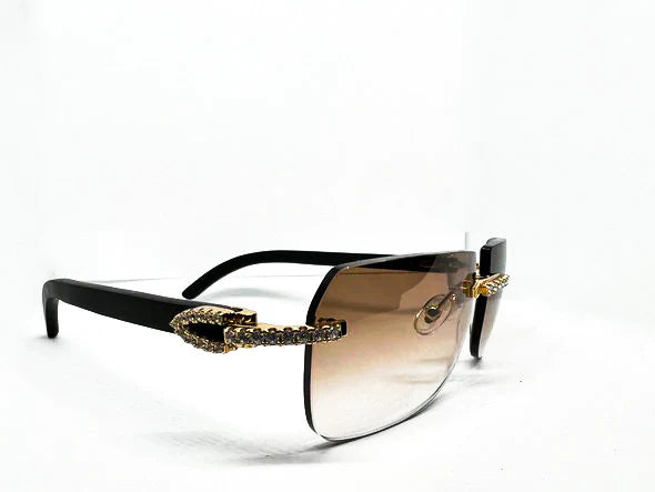 5 Pc Gold Diamond Set w/ Light Brown Tinted Lenses - Luxury Optical