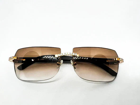 5 Pc Gold Diamond Set w/ Light Brown Tinted Lenses - Luxury Optical
