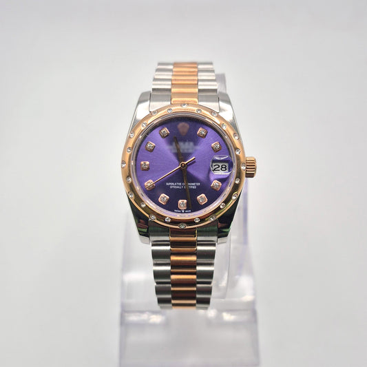 RLX DTJ - Two-Tone Watch - Purple Dial (Scattered Diamonds Bezel)