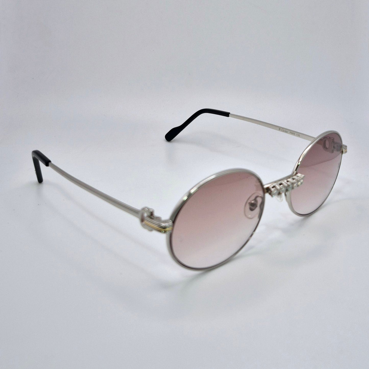 Silver Wires w/ Brown Oval Lenses - Diamonds Prong Bridge