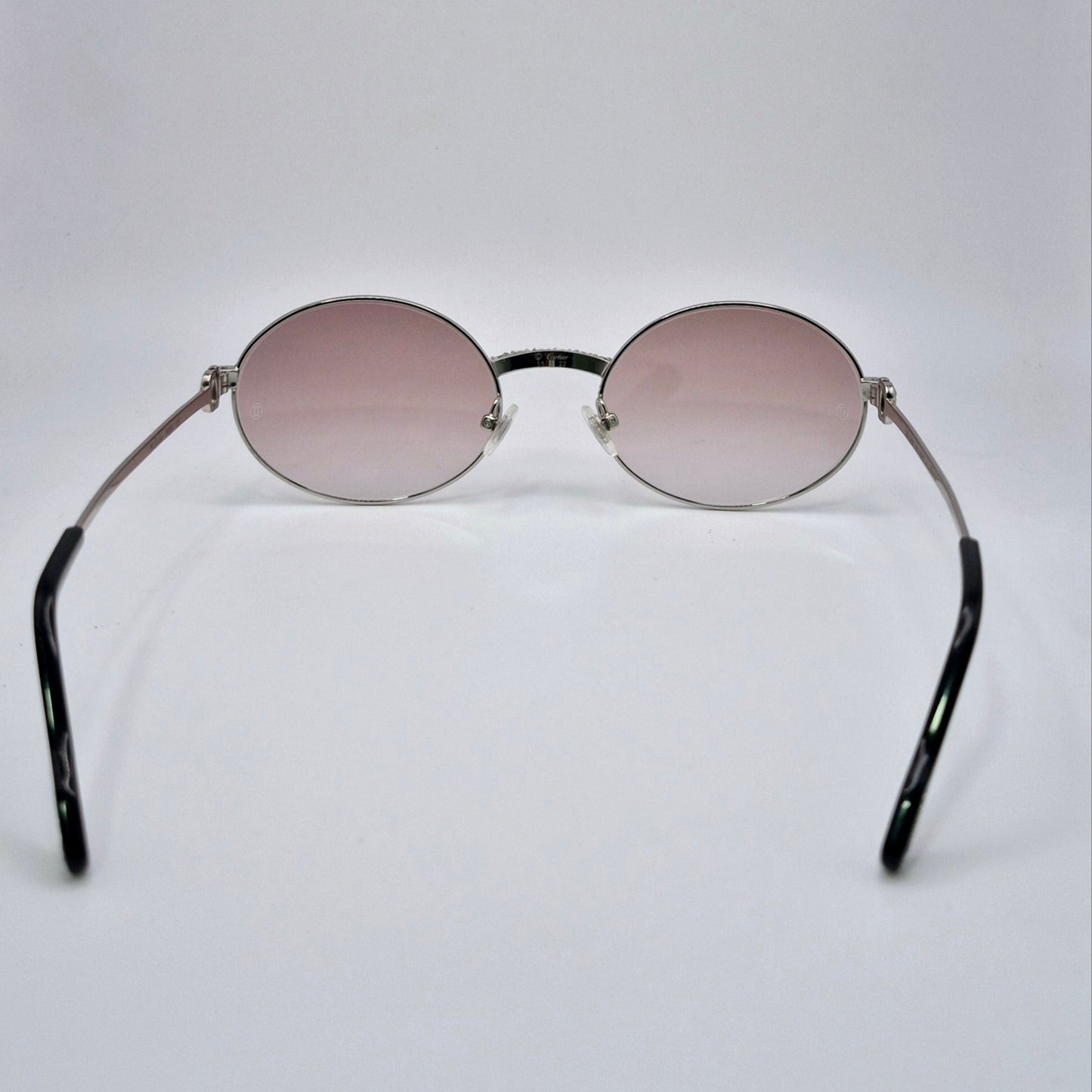 Silver Wires w/ Brown Oval Lenses - Diamonds Prong Bridge