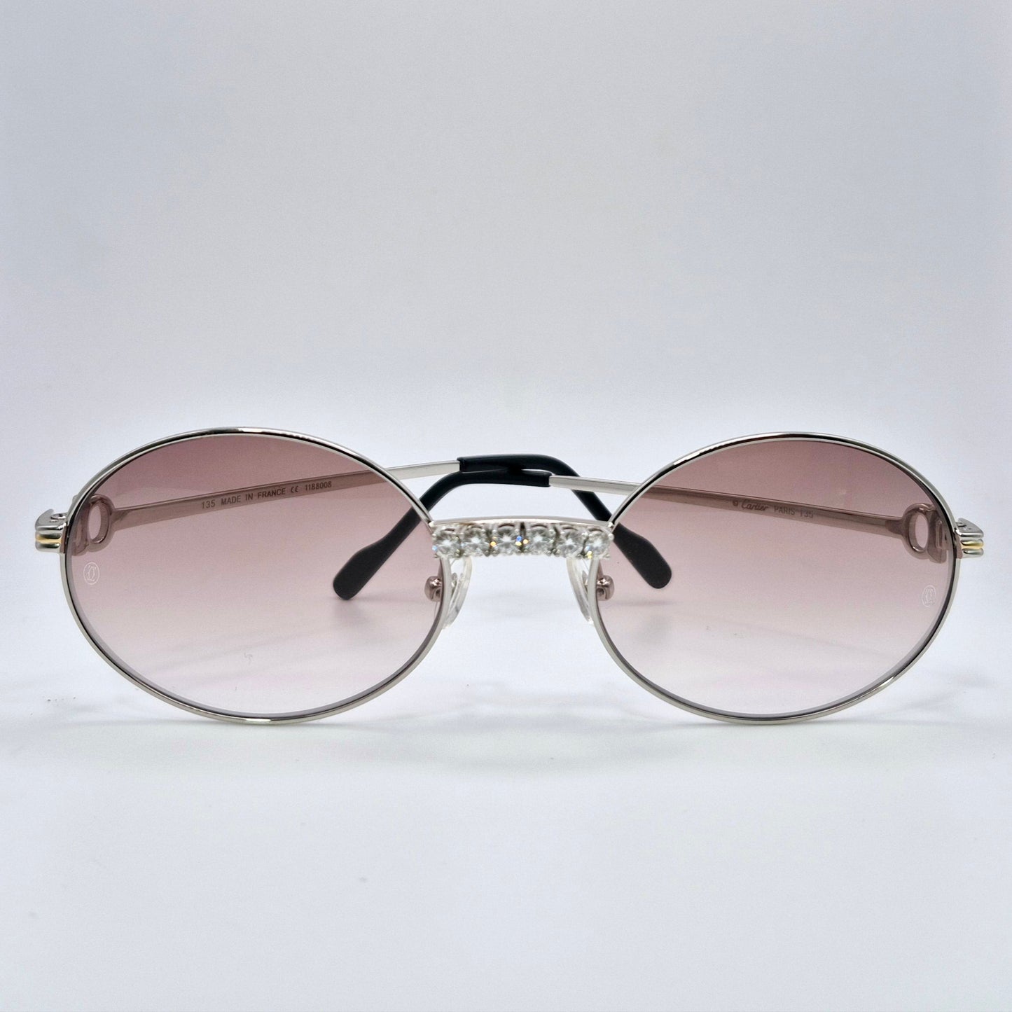 Silver Wires w/ Brown Oval Lenses - Diamonds Prong Bridge