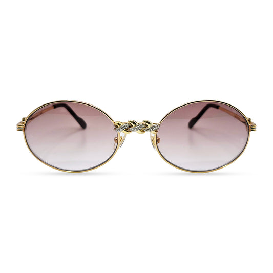 Gold Wires w/ Brown Oval Lenses - Genuine Diamonds X-Link Bridge