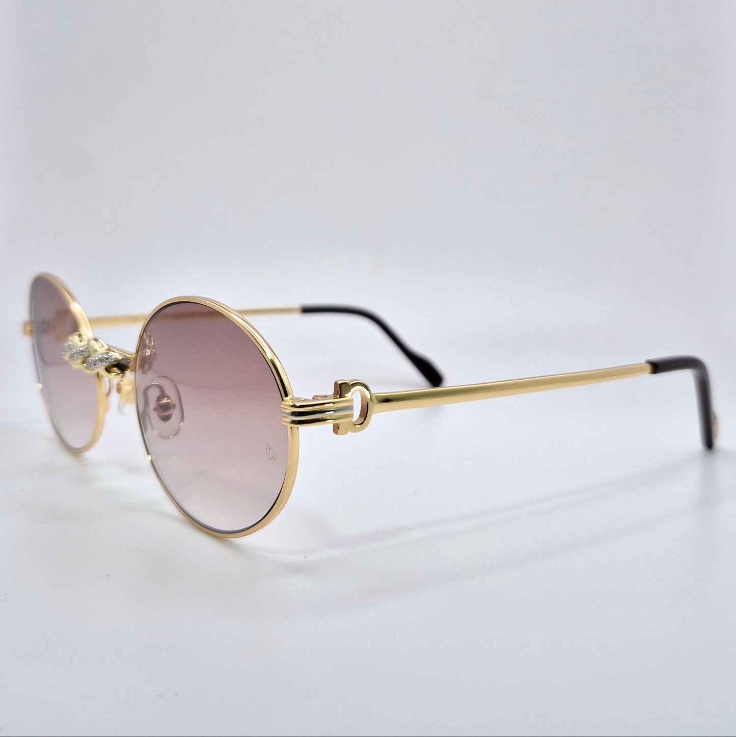 Gold Wires w/ Brown Oval Lenses - Genuine Diamonds X-Link Bridge