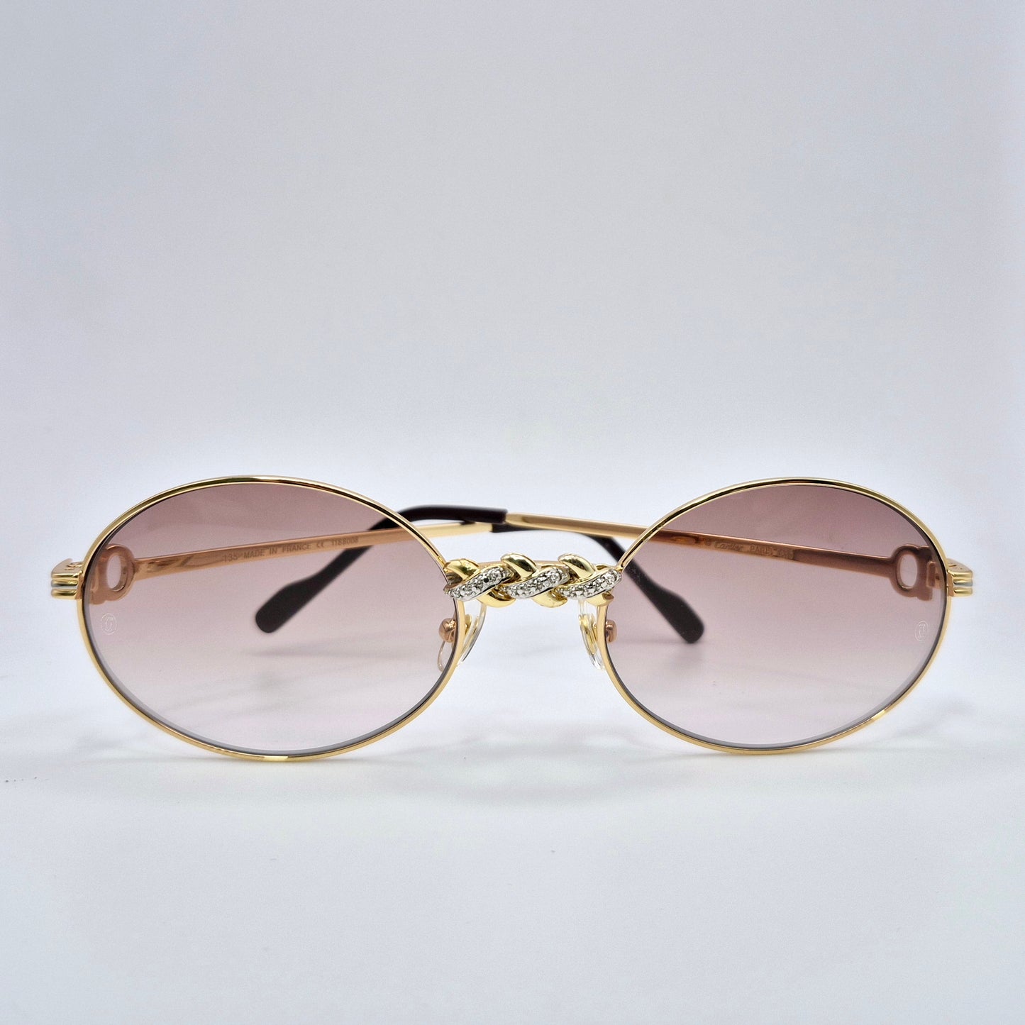 Gold Wires w/ Brown Oval Lenses - Genuine Diamonds X-Link Bridge