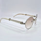 Giverny - Silver White Buffs w/ Light Brown Lenses - Diamonds Prong Bridge