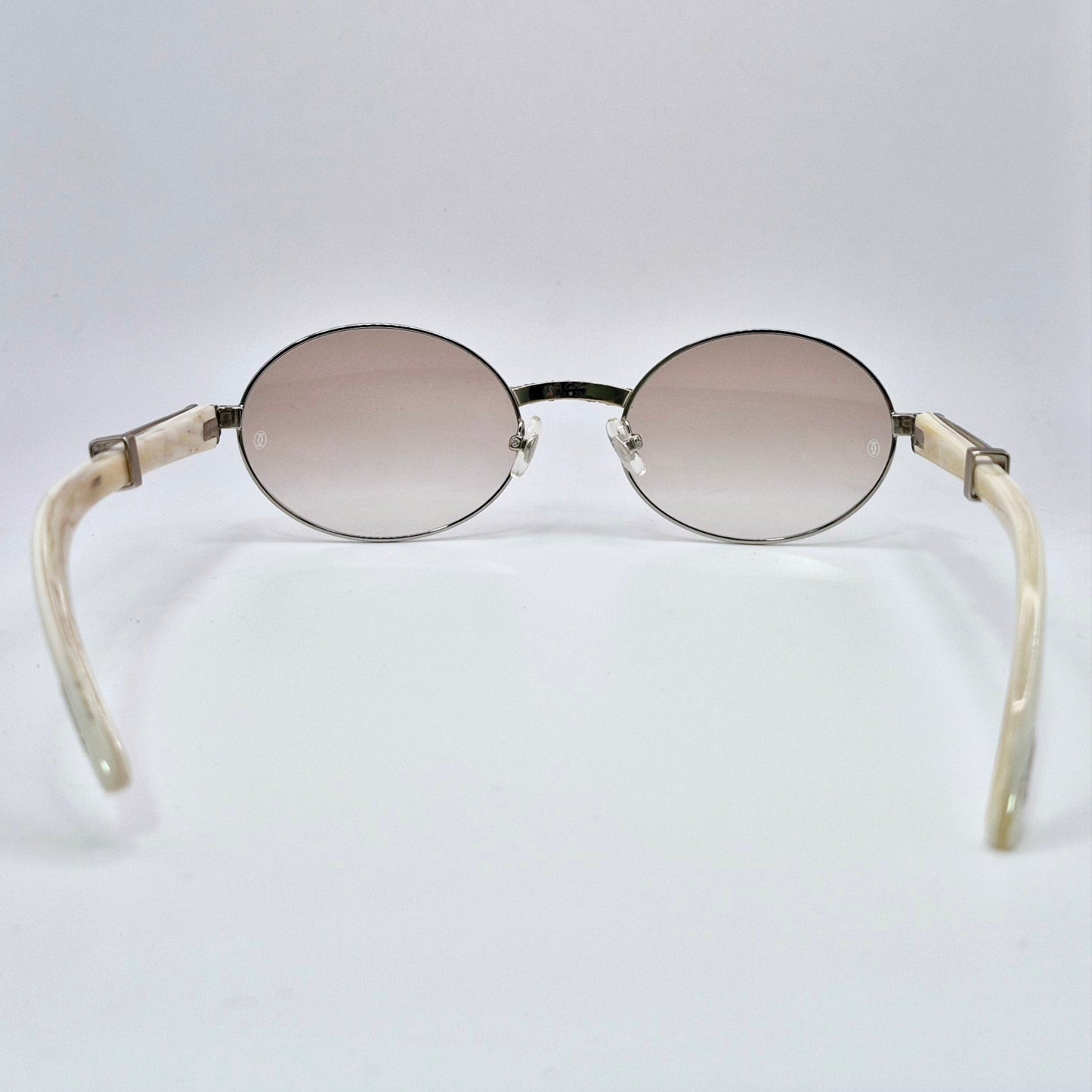 Giverny - Silver White Buffs w/ Light Brown Lenses - Diamonds Prong Bridge