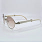 Giverny - Silver White Buffs w/ Light Brown Lenses - Diamonds Prong Bridge