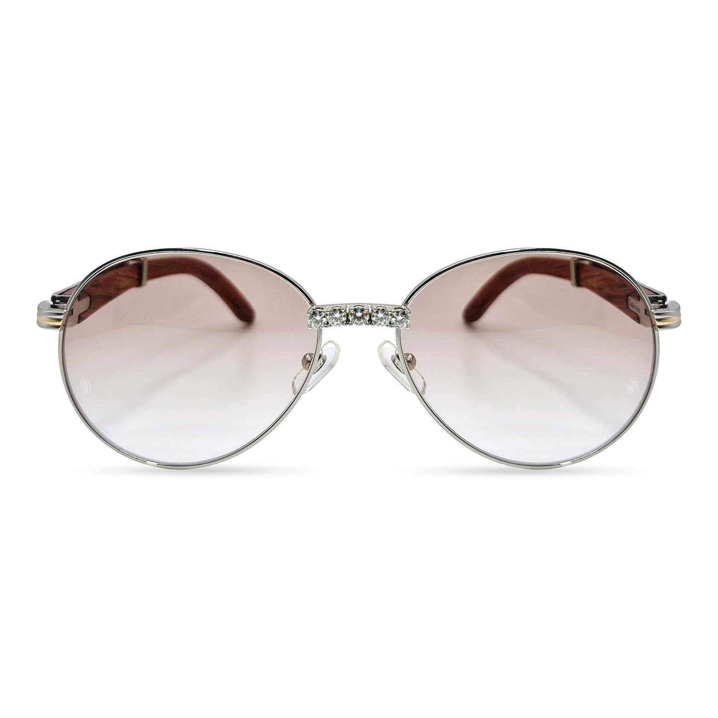 Bagatelle - Silver Woods w/ Light Brown Lenses - Diamonds Prong Bridge