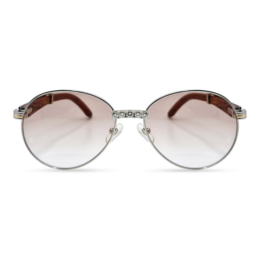 Bagatelle - Silver Woods w/ Light Brown Lenses - Diamonds Prong Bridge