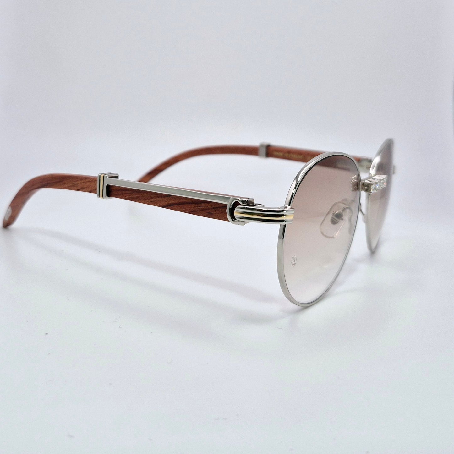 Bagatelle - Silver Woods w/ Light Brown Lenses - Diamonds Prong Bridge