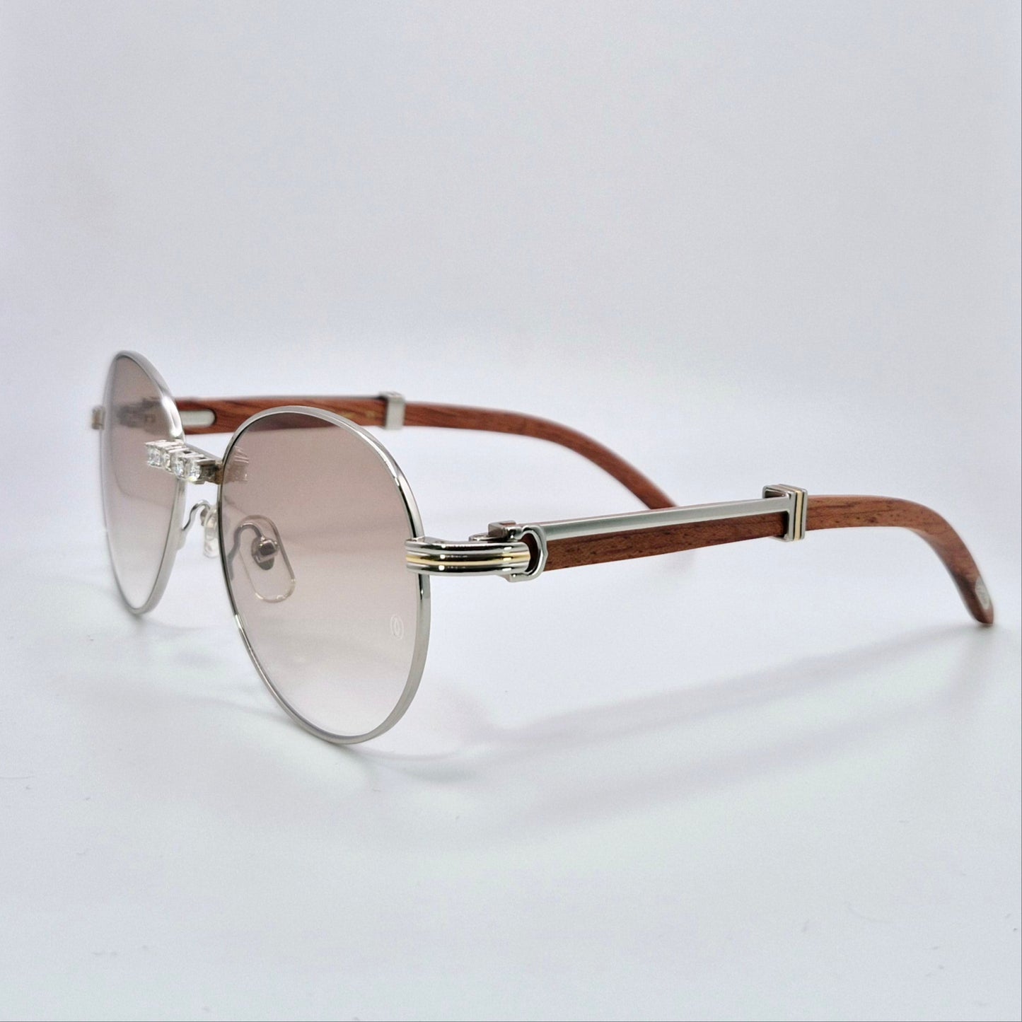 Bagatelle - Silver Woods w/ Light Brown Lenses - Diamonds Prong Bridge