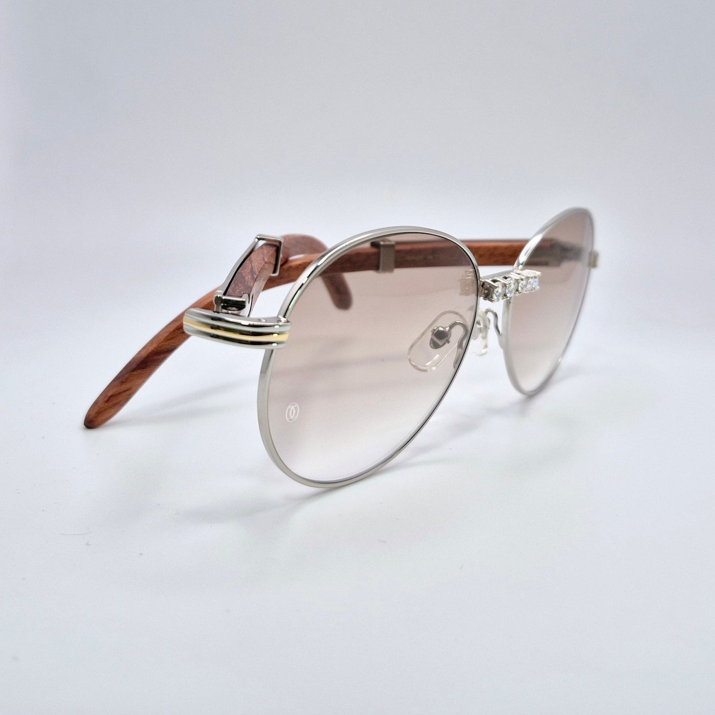 Bagatelle - Silver Woods w/ Light Brown Lenses - Diamonds Prong Bridge