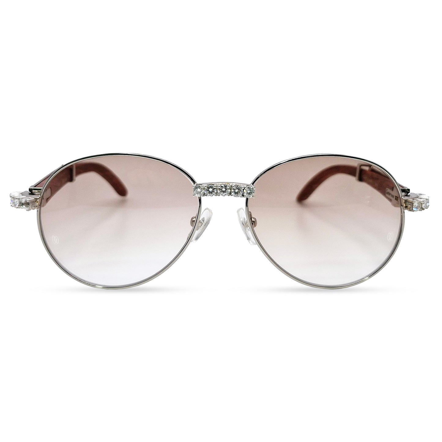 Bagatelle - Silver Woods w/ Light Brown Lenses - Diamonds Prong Set