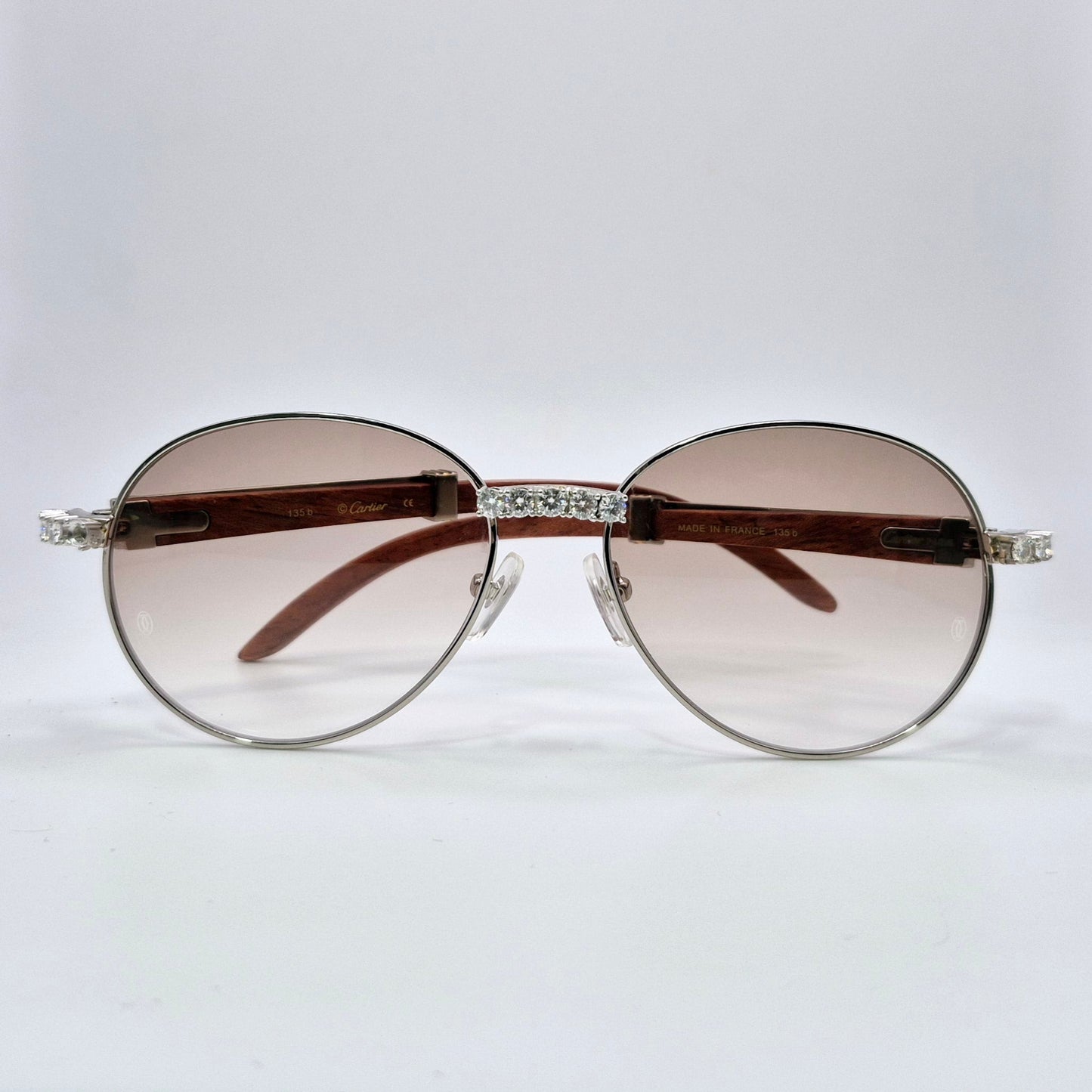 Bagatelle - Silver Woods w/ Light Brown Lenses - Diamonds Prong Set