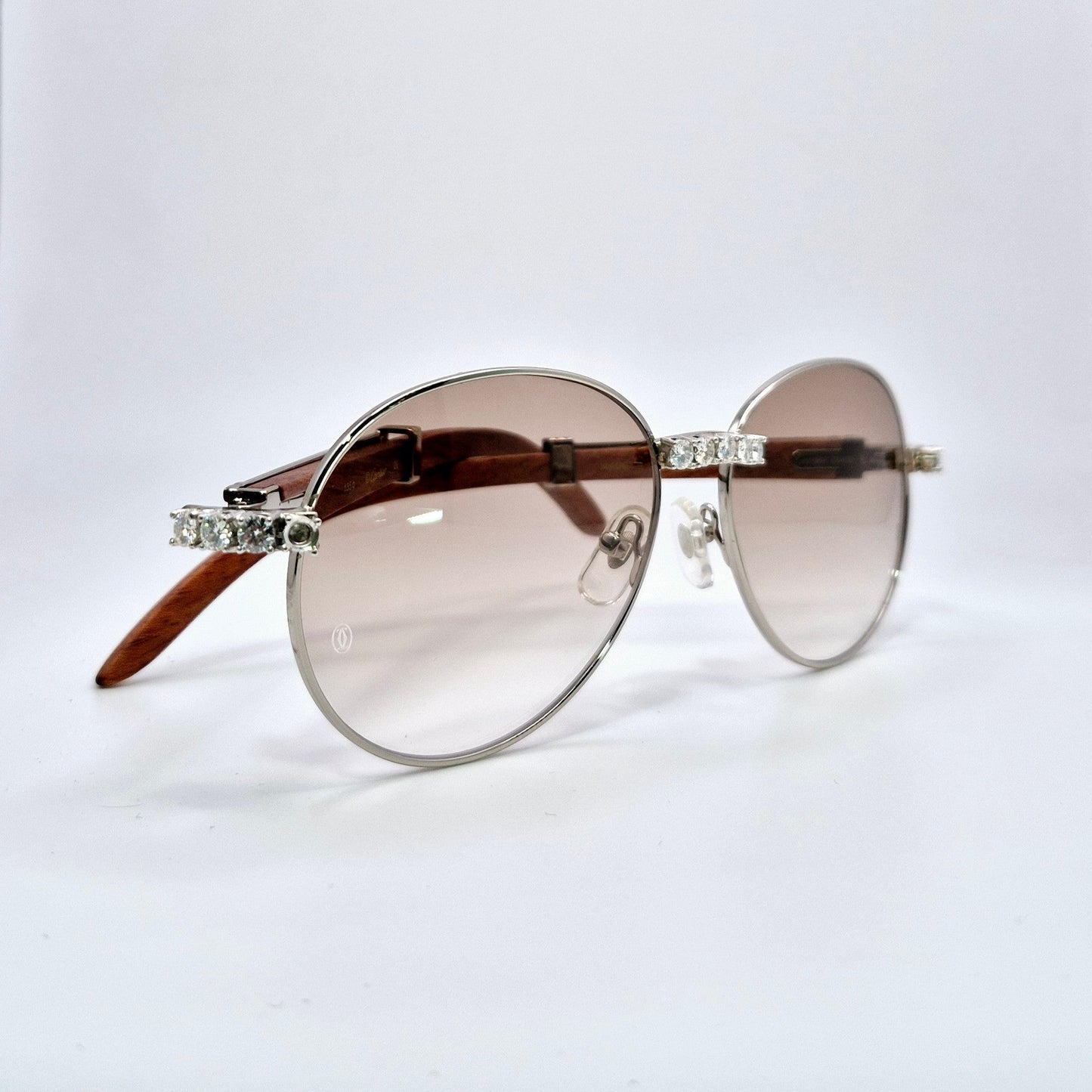 Bagatelle - Silver Woods w/ Light Brown Lenses - Diamonds Prong Set