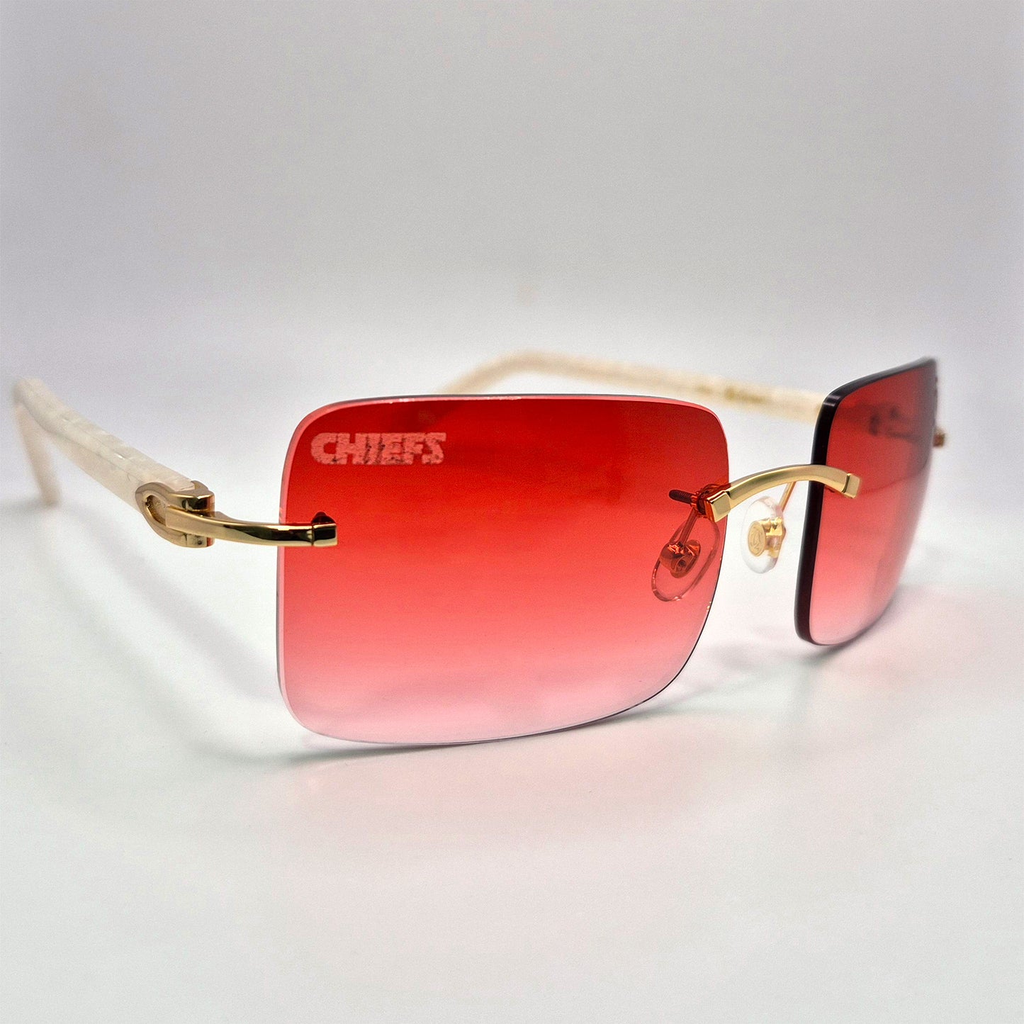 C Decor "KC Chiefs" - Gold White Marbles w/ Red Square Lenses