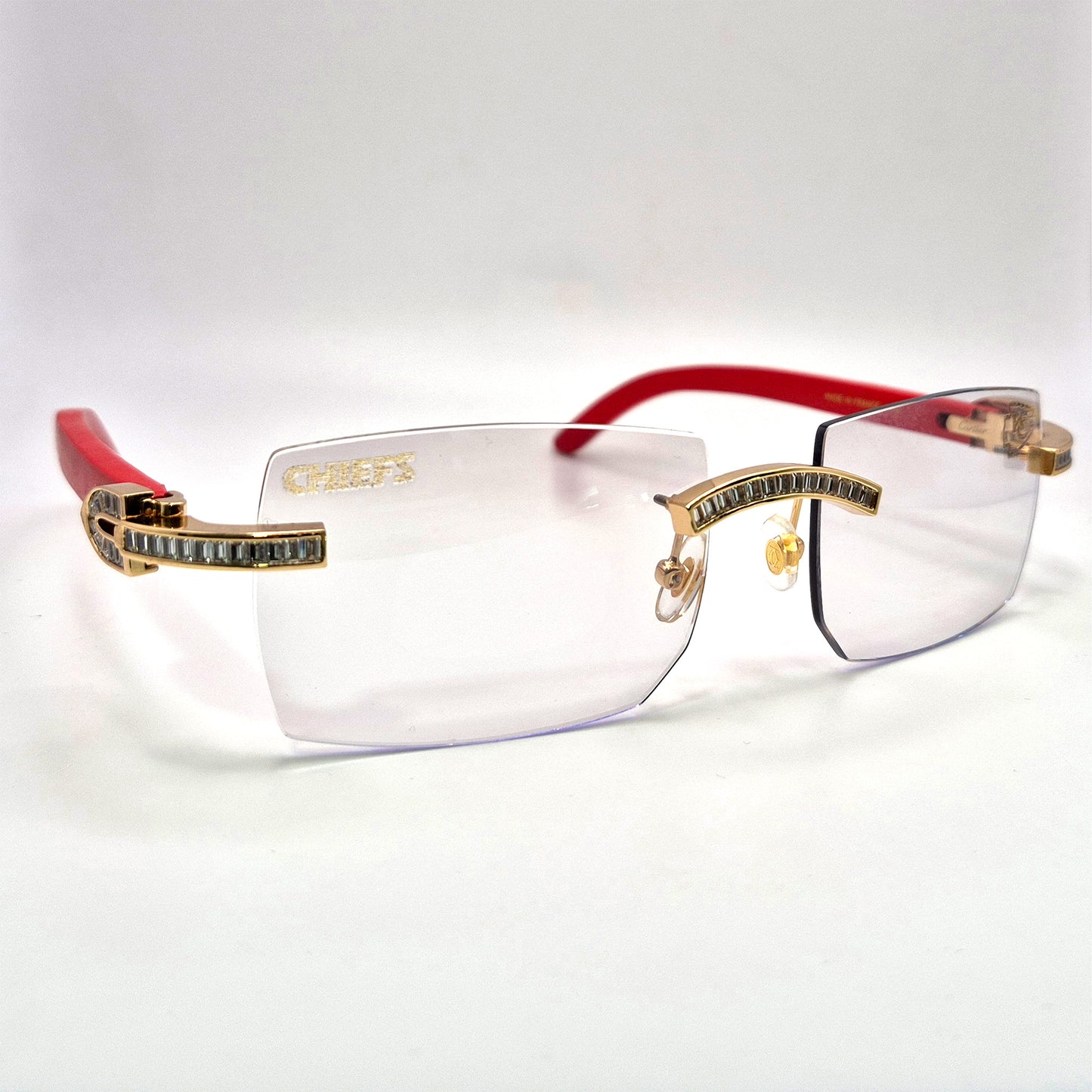 C Decor "KC Chiefs" - Gold Red Woods w/ Clear Lenses - Diamond Channel Set