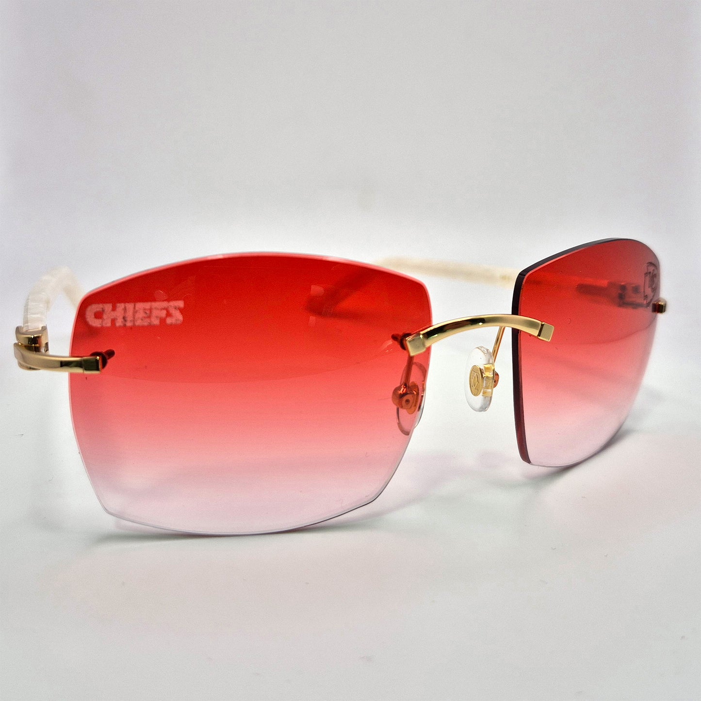 C Decor "KC Chiefs" - Gold White Marbles w/ Red Mykonos Lenses