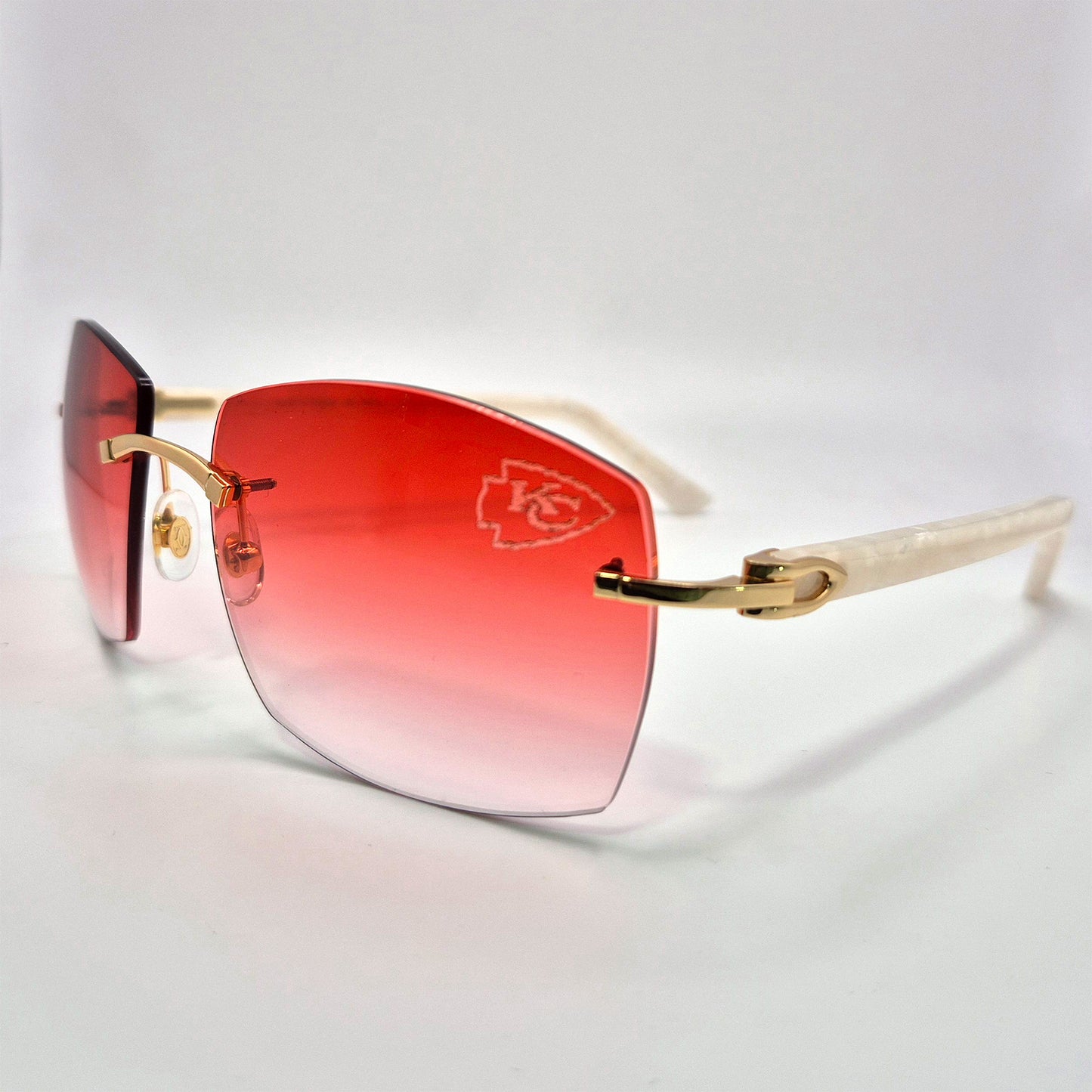 C Decor "KC Chiefs" - Gold White Marbles w/ Red Mykonos Lenses