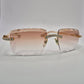 C Decor - Gold White Marbles w/ Light Hennessy Brown Lenses - Diamonds Prong Set