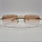 C Decor - Gold White Marbles w/ Light Hennessy Brown Lenses - Diamonds Prong Set