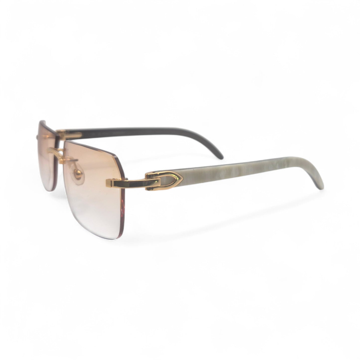 C Decor - Gold White Buffs Sunglasses w/ Light Brown Lenses (2020s)