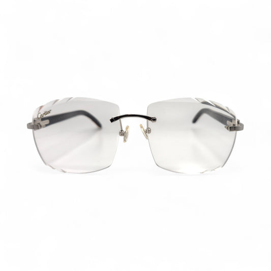 C Decor - Silver White Buffs Eyeglasses w/ Transition Brown Lenses