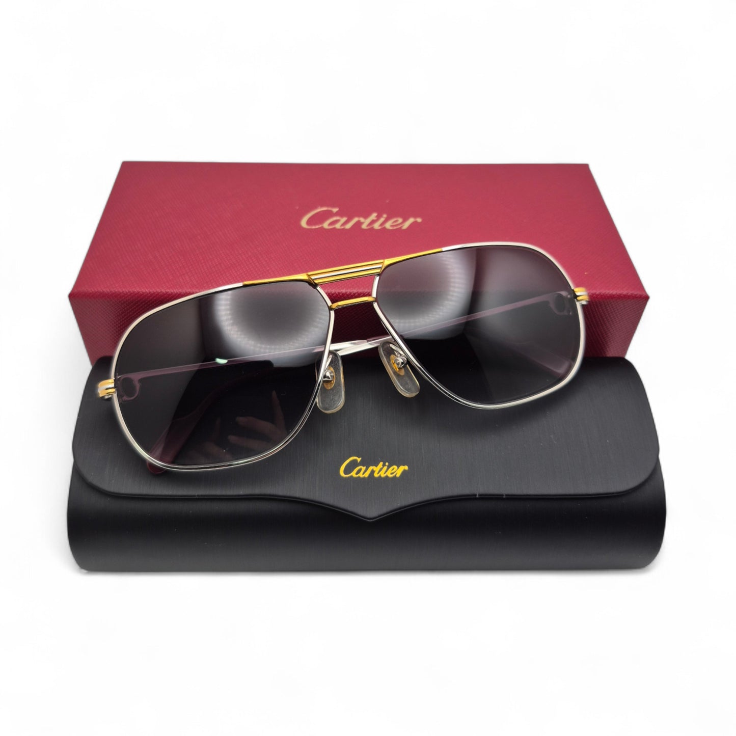 Authentic Cartier Santos (Vintage Aviators) - Gold Wires Sunglasses (80s)