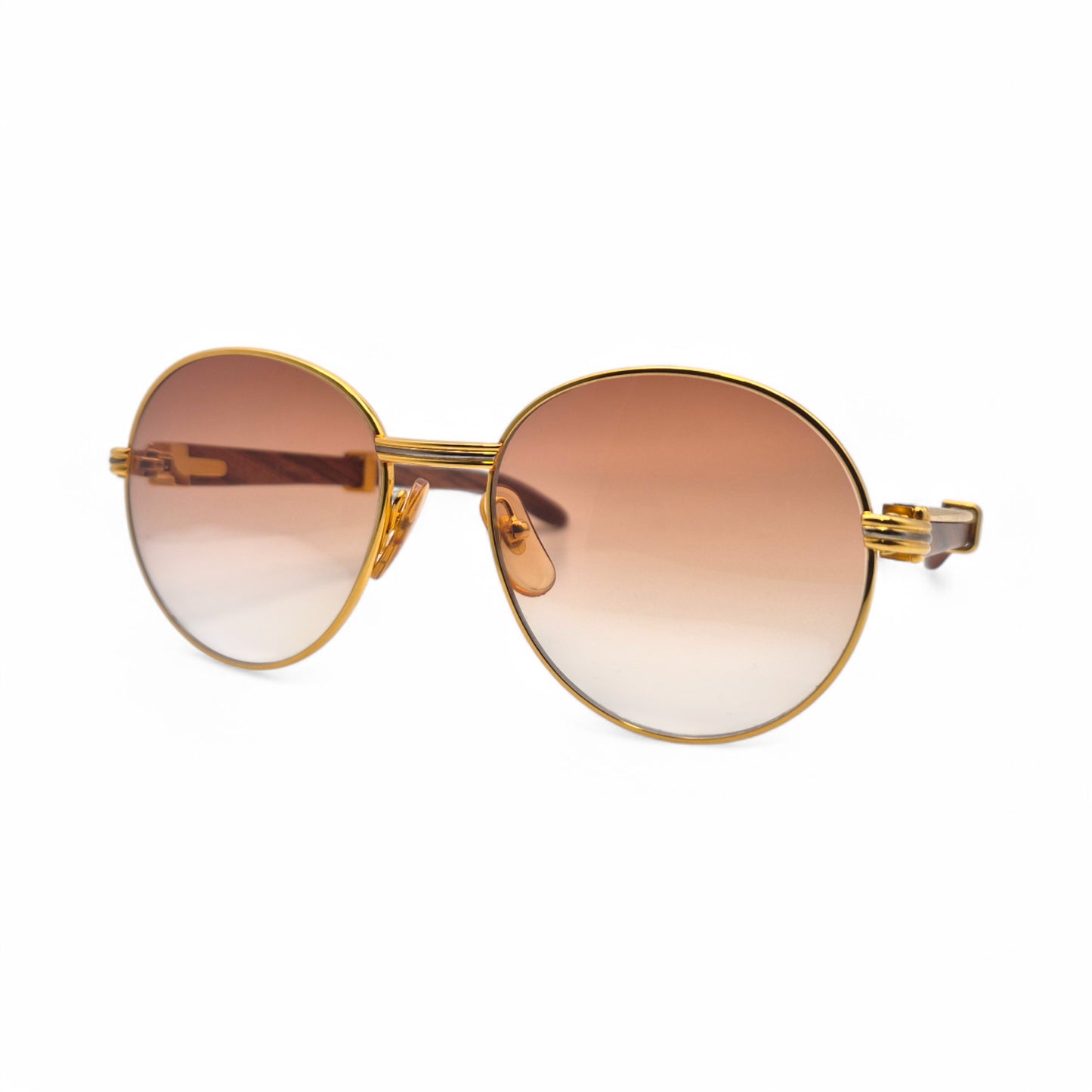 Cartier Bagatelle - Gold Woods w/ Hennessy Brown Lenses - Authentic (90s)