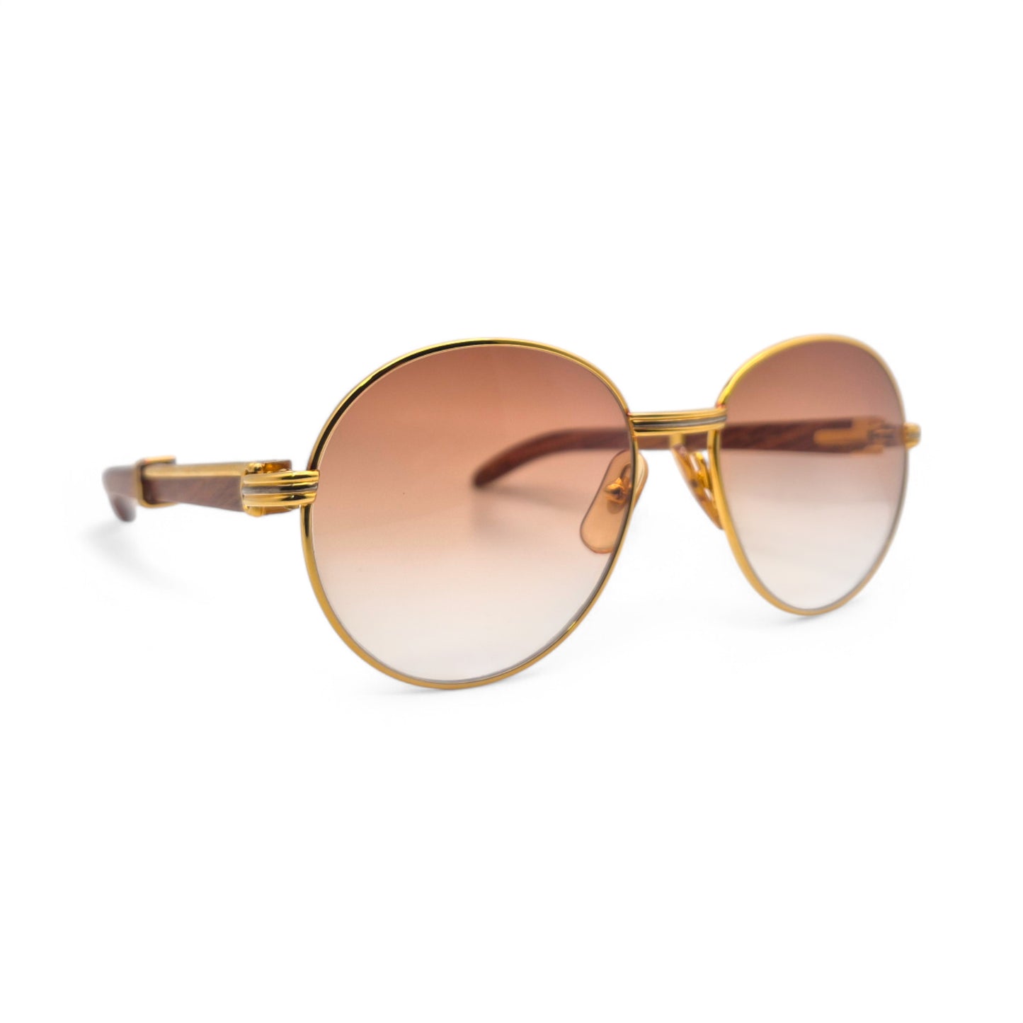Cartier Bagatelle - Gold Woods w/ Hennessy Brown Lenses - Authentic (90s)
