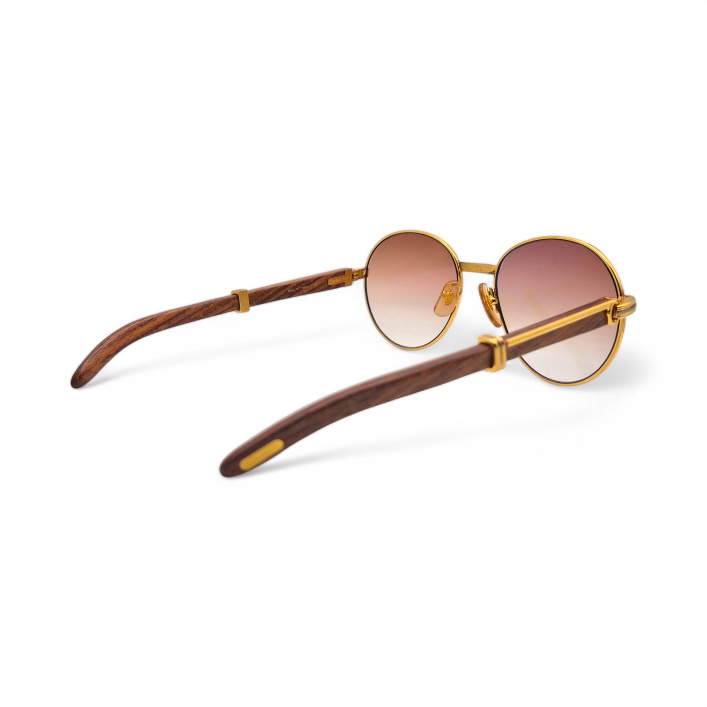 Cartier Bagatelle - Gold Woods w/ Hennessy Brown Lenses - Authentic (90s)
