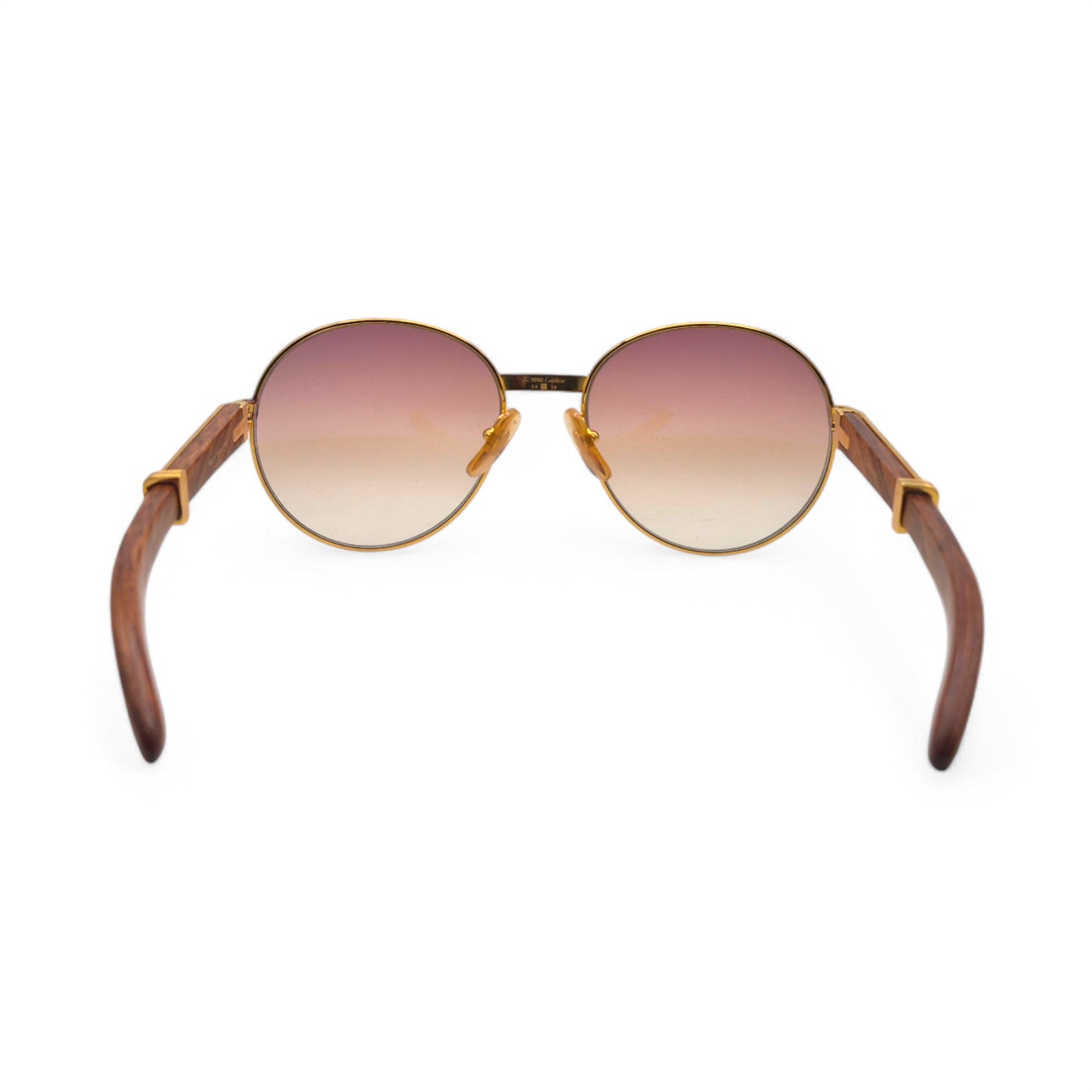 Cartier Bagatelle - Gold Woods w/ Hennessy Brown Lenses - Authentic (90s)