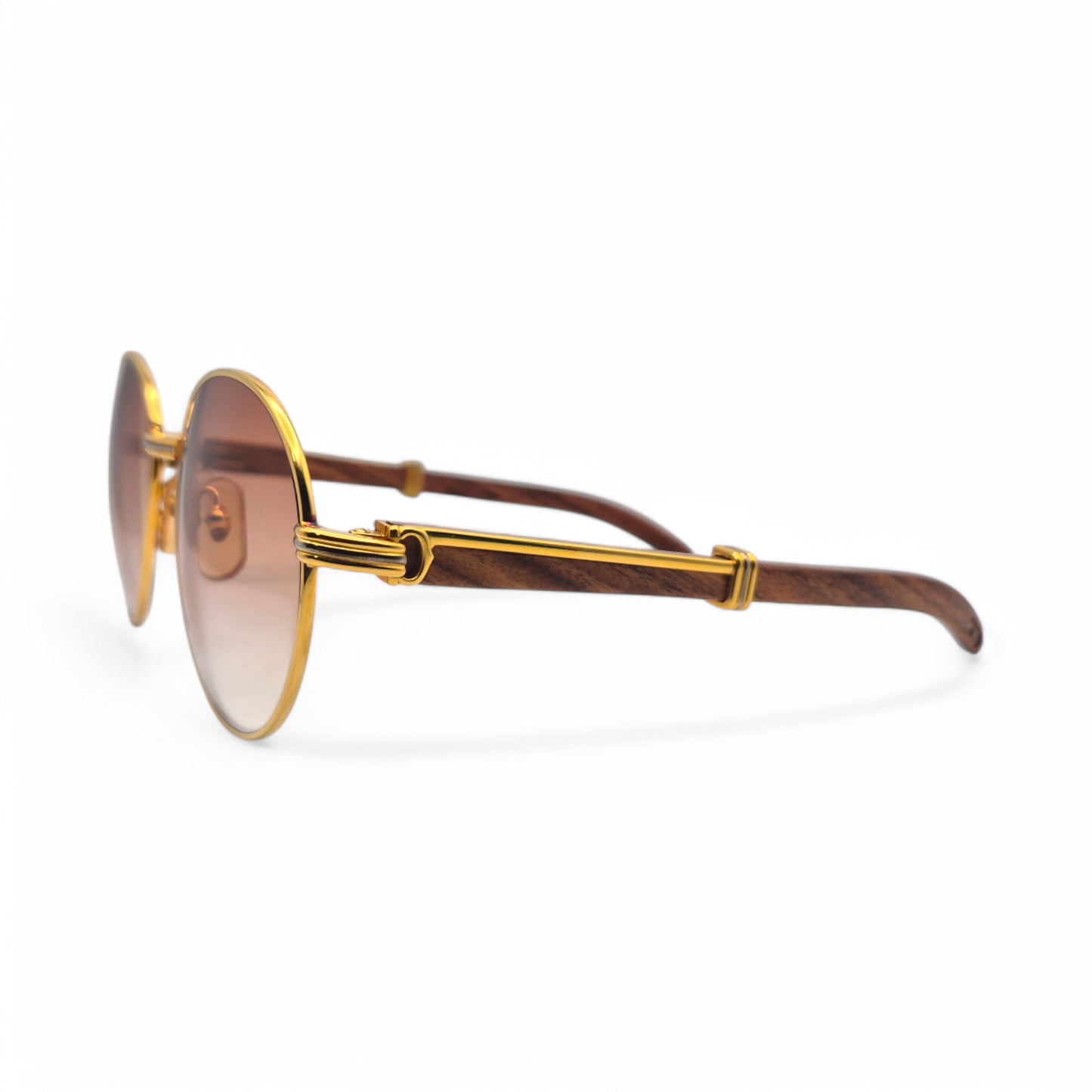 Cartier Bagatelle - Gold Woods w/ Hennessy Brown Lenses - Authentic (90s)