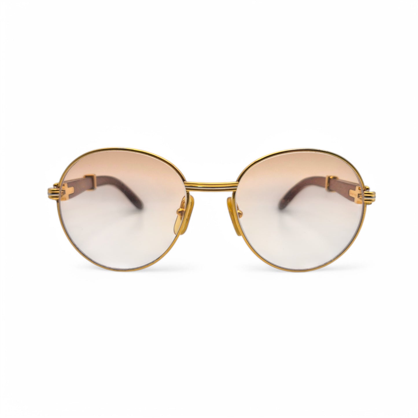 Cartier Bagatelle - Gold Woods w/ Hennessy Brown Lenses - Authentic (90s)
