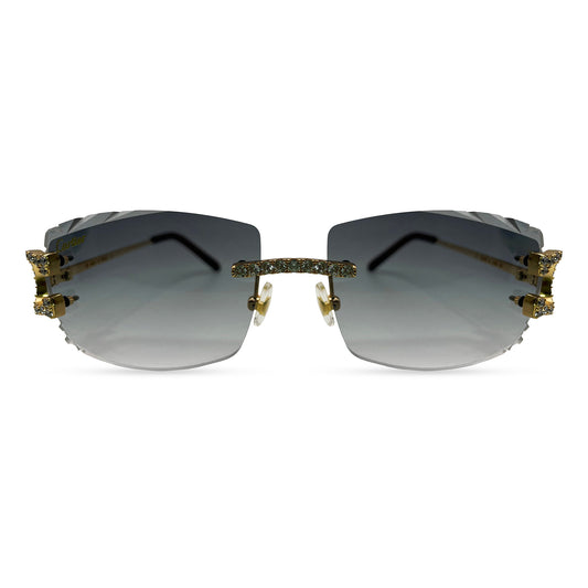 Big C - Gold Wires w/ Gray Gradient Lenses - Diamond Set