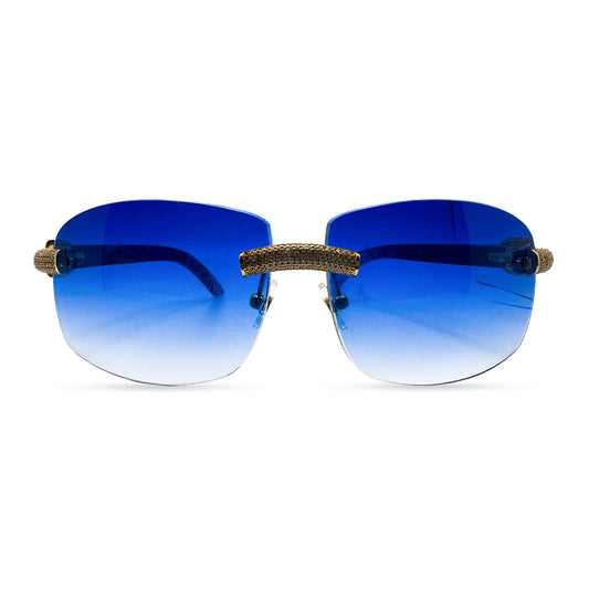 Decor C - Gold Blue Woods w/ Cobalt Blue Lenses - Diamond Bubble Set