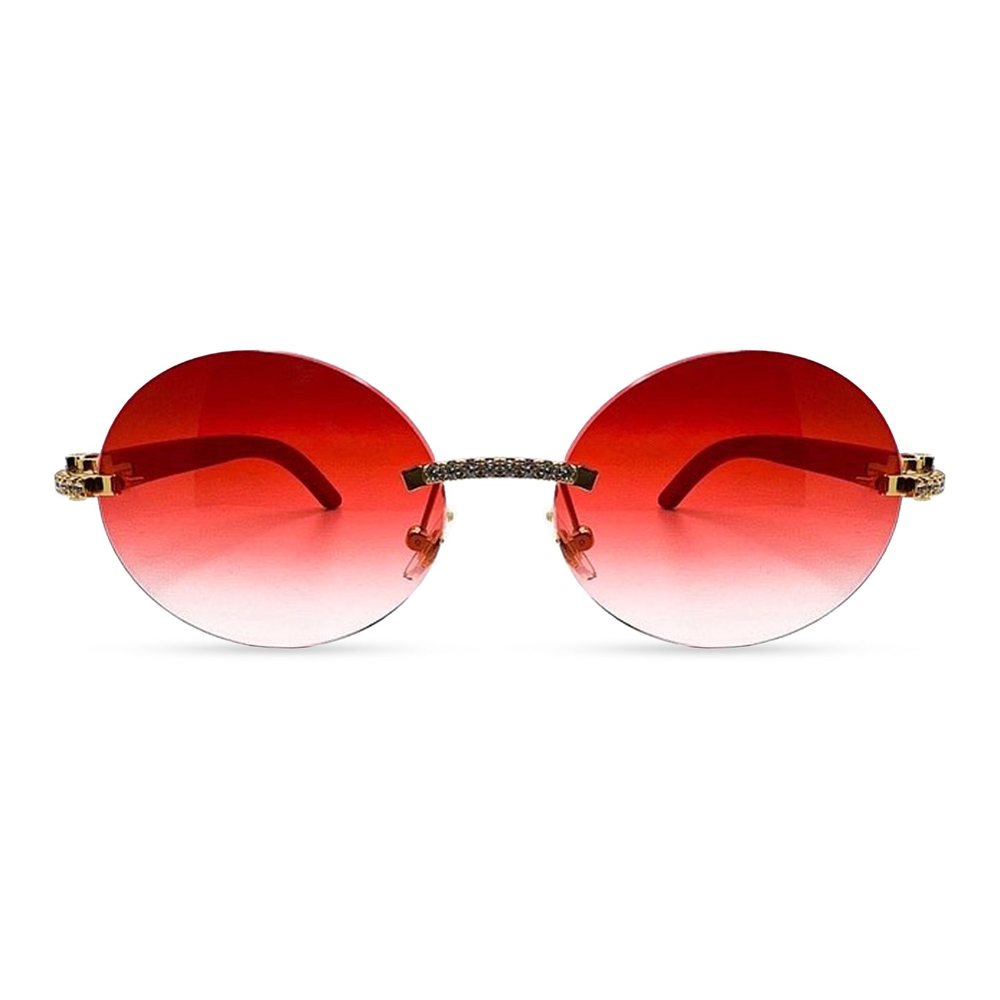 C Decor - Gold Red Woods w/ Red Oval Lenses - Diamond Set